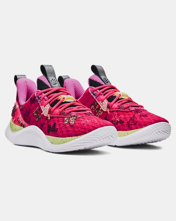 Grade School Curry Flow 10 'Unicorn & Butterfly' Basketball Shoes, Pink, pdpMainDesktop image number 3